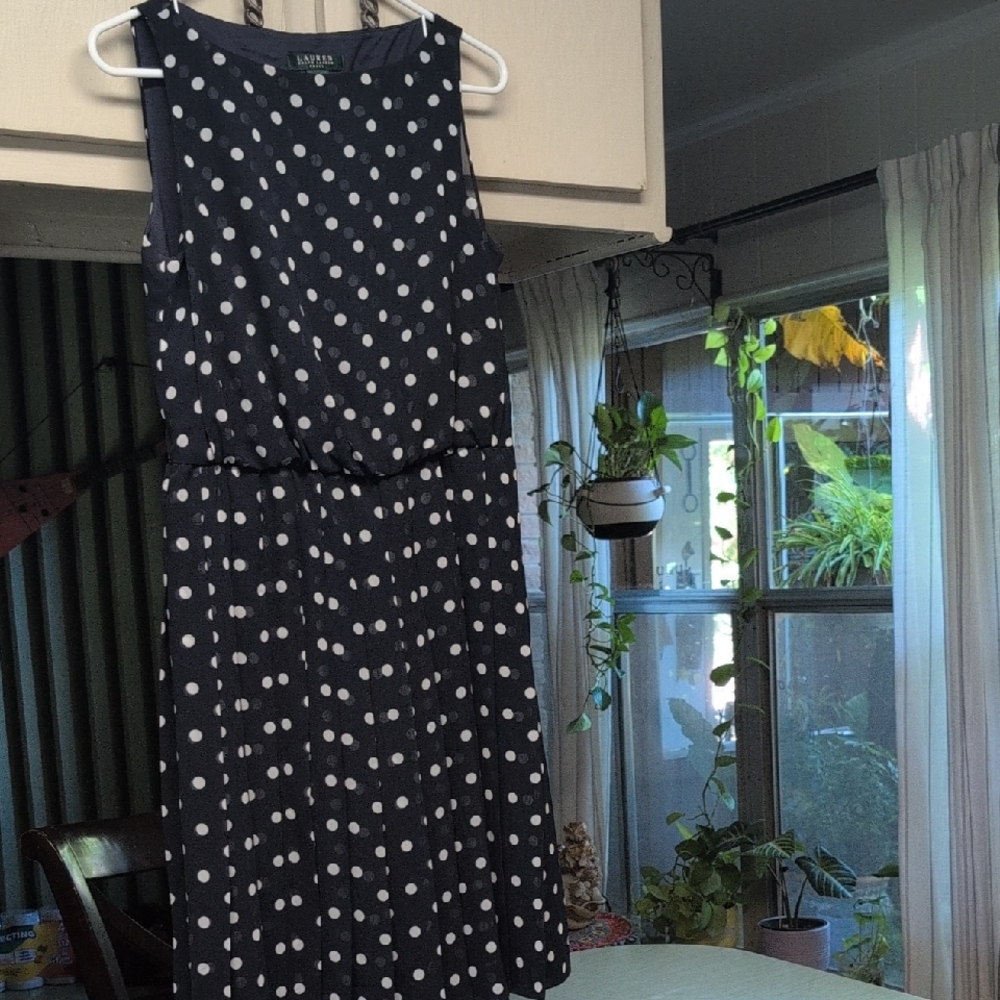 Lauren Ralph Lauren Polka Dot Sleeveless Midi Sundress